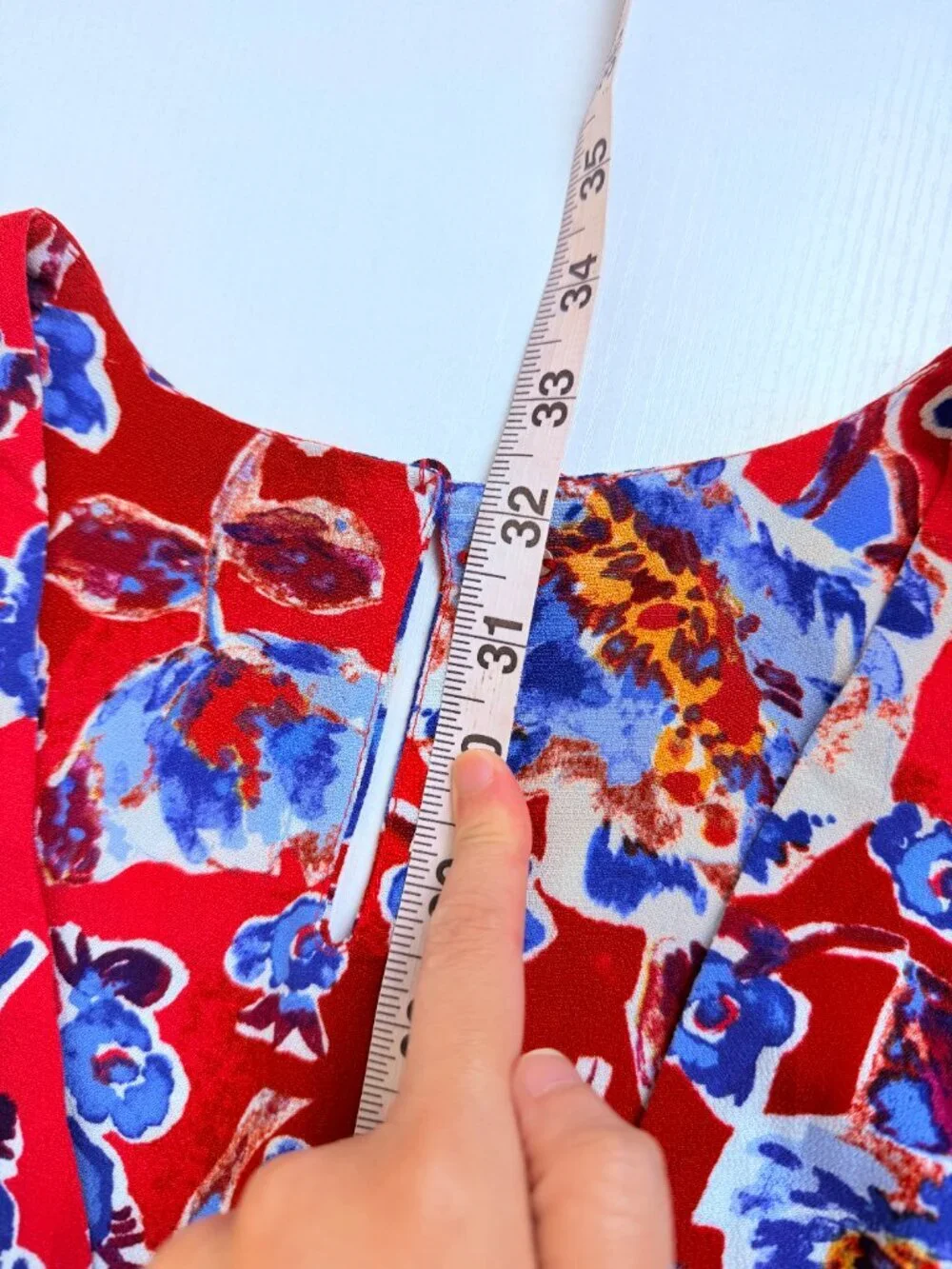 Free People Red Blue Painterly Floral Feminine Short Sleeve Mini Dress